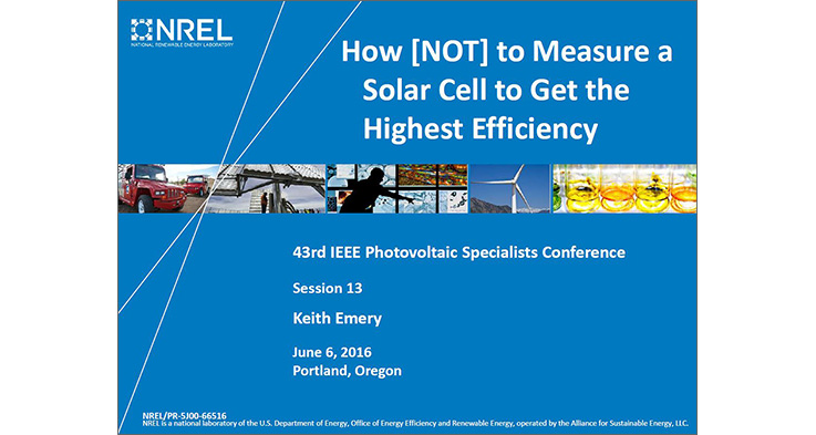 Report cover that reads - How NOT to Measure a Solar Cell to Get the Highest Efficiency.