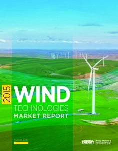 Screenshot of the cover of the 2015 Wind Technologies Market Report.