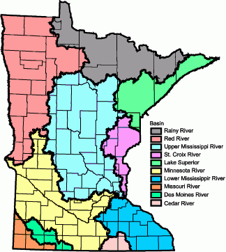 Map of Major Basins in Minnesota