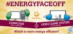 Round one of #EnergyFaceoff begins with the computer (CPU) vs. the video game system. Which is more energy efficient? | Graphic courtesy of Stacy Buchanan, National Renewable Energy Laboratory