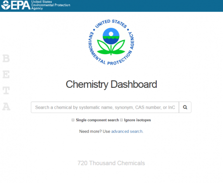 screen shot of chemistry dashboard