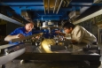 This technology transfer public-private partnership project at Pacific Northwest National Laboratory demonstrates friction stir welding, a process that overcomes the challenges of traditional laser welding, enabling manufacturers to use more lightweight materials in more vehicle components, thus improving fuel efficiency. | <em>Photo courtesy of Pacific Northwest National Laboratory</em>