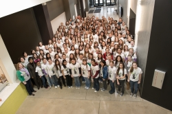 Events like Argonne National Laboratory's annual Introduce a Girl to Engineering Day are produced with the volunteer support of the Department of Energy's STEM professionals. Above, Director Dot Harris visits the event in 2013.