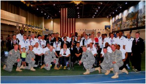 COLORADO SPRINGS, Colo. – The members of the 2013 U.S. Army Warrior Games team pose with their medals, coaches and Senior Army Leaders during the closing ceremonies at the U.S. Air Force Academy. (Photo by U.S. Army) 