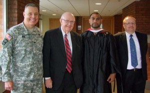 COL Jim Rice, Former KU Chancellor Robert Hemenway, Wes Fine, and Jim Merrill at the AW2 Education Initiative KU graduation.
