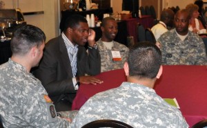 Herschel Walker visits with Soldiers