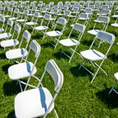 Chairs set up for a green event