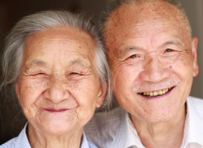 happy older asian couple