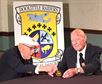 DAYTON, Ohio -- Doolittle Tokyo Raiders Lt. Col. Richard Cole, co-pilot of Crew No. 1, and Staff Sgt. David Thatcher, engineer-gunner of Crew No. 7, see their Congressional Gold Medal for the first time on April 17, 2015. During a ceremony on April 18 at the museum, the medal will be presented to the museum for inclusion in the Doolittle Raid exhibit. (U.S. Air Force photo)