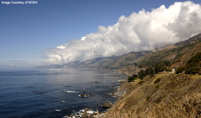 View of Monterey, California, along the Pacific Ocean