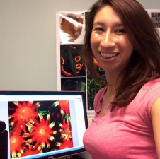 NOAA EPP/MSI Scholar Andrea Gomez sorting through coral data.