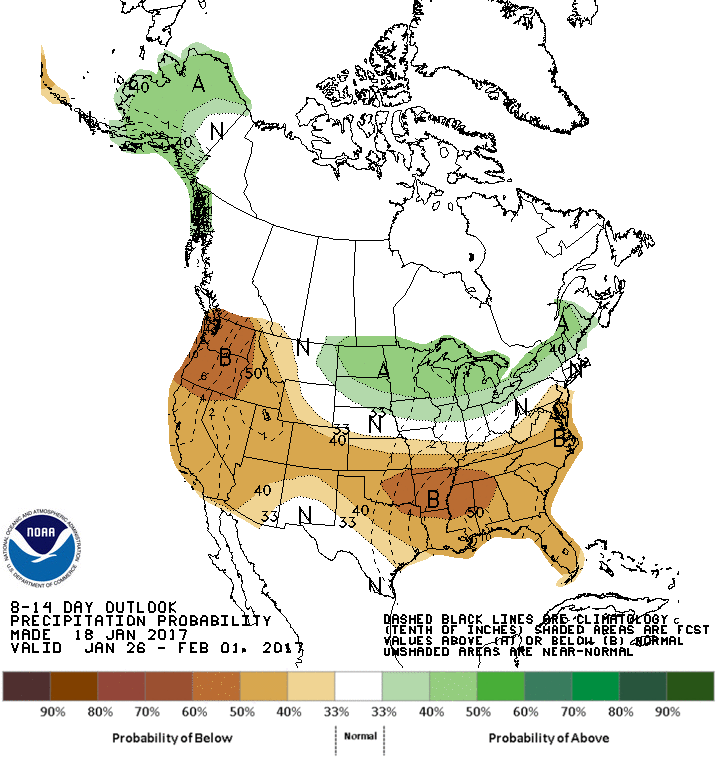 Latest 8 to 14 Day Precipitation Outlook