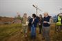 Maj. Christopher W. Burkhart, U.S. Army Corps of Engineer, Nashville District deputy district engineer provides a brief to  Kentucky Lt. Gov. Jenean Hampton, and 12 Tennessee Tombigbee Waterway Development Authority board members during a tour of the Kentucky Lock Addition Project  Oct. 13, 2016. 