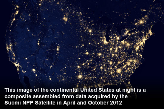 Unites States Map at Night