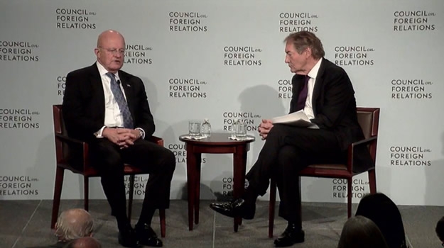 DNI Clapper Talks Intel with Charlie Rose at CFR