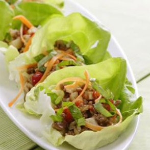 Plate of asian inspired lettuce wraps