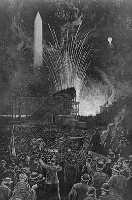 The inauguration - night scene near the White House / Drawn by T. de Thulstrup and Charles Graham.