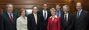 President Obama poses with several Academies members appointed to prominent positions early in his administration.