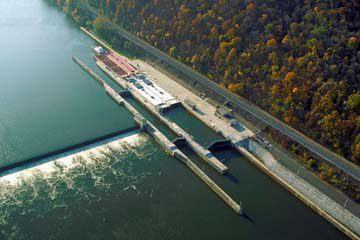 Aerial view of an Upper Ohio River Lock