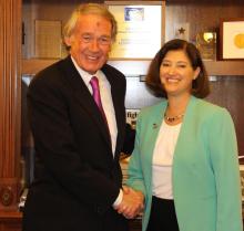Senator Markey with WPI President Laurie Leshen