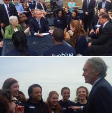 Senator Markey speaking to youth about climate change