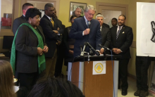 Senator Markey announcing new gun safety bill in Dorchester, MA