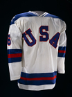 Team USA Hockey Jersey, worn by Bill Baker,  Name: U.S. Olympic Hockey Team,  Date: 1980s