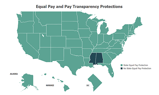 Image previewing the interactive equal pay and pay transparency map page