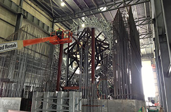 Photo of a warehouse with machinery.