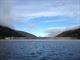 Fog disappears in the morning sun at Kinzua Dam.  