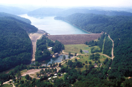 Aerial view of Youghiogheny River Lake