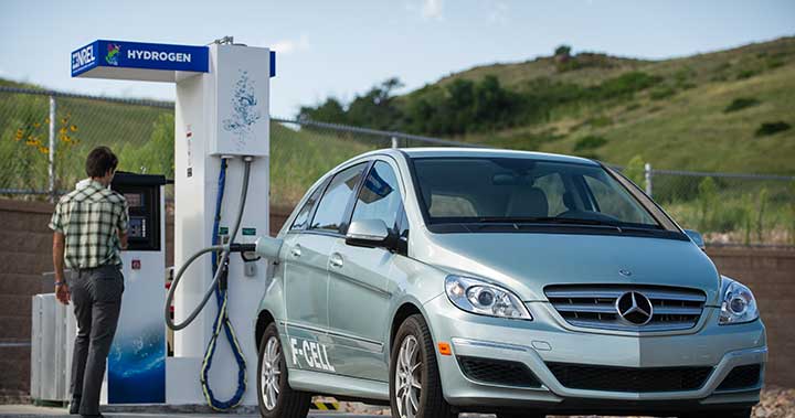 A photo of a fuel cell vehicle at NREL.