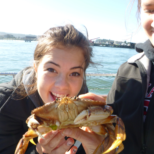 liz with a crab