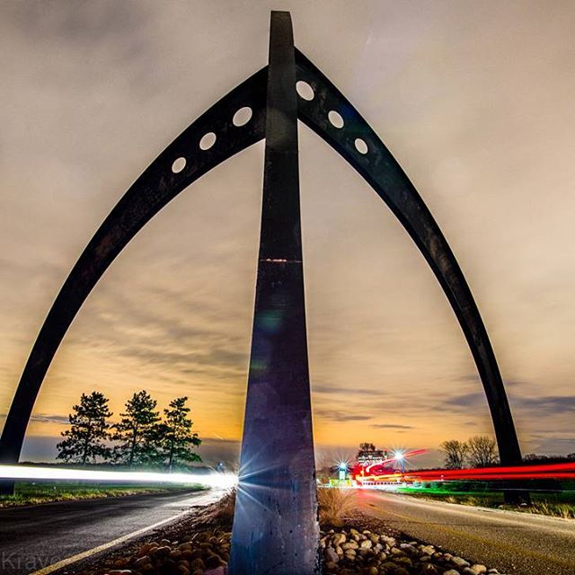 Check out this great photograph of Broken Symmetry, the sculpture that greets you at one of Fermilab's entrances. Thanks to today's featured photographer, Steve Krave.