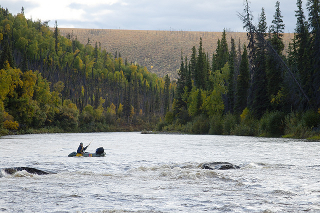 packrafter on the the Birch Creek wild and Scenic River in Steese National Conservation Area