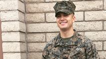 Sgt. Gabriel R. McInnis, engineer equipment mechanic with Bulk Fuel Company C, 6th Engineer Support Battalion, 4th Marine Logistics Group, poses for a photo after receiving a Navy and Marine Corps Achievement Medal at Luke Air Force Base, Ariz., Jan. 7, 2017. McInnis received the medal for his actions in preventing an assault of a family in Tempe, Ariz., Dec. 27, 2016. 