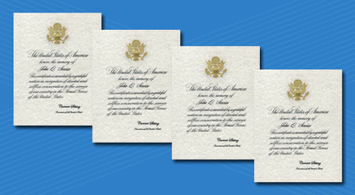 Photo of Presidential Memorial Certificate