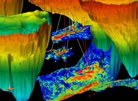 Image of salt formations with wellbores