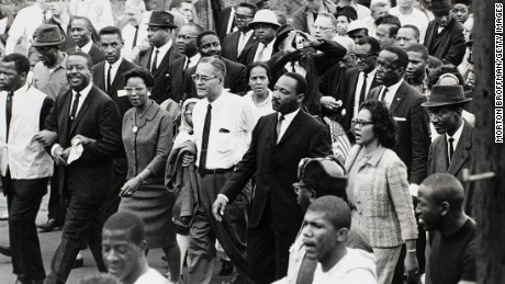 The Rev. Martin Luther King Jr. arrives in Alabama&#39;s state capital at the end of the Selma-to-Montgomery march a few weeks after &quot;Bloody Sunday.&quot; The Selma campaign is widely considered King&#39;s greatest victory. 