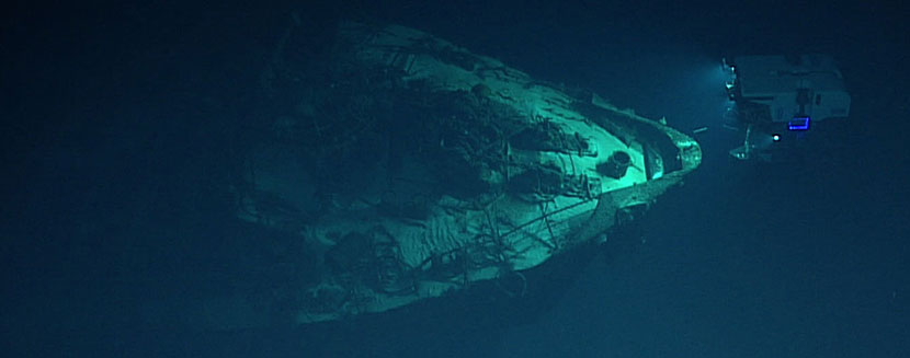 On August 11, the Okeanos Explorer team set out on a dive to search for the Japanese Destroyer, Hayate, which sank during the Battle of Wake Island reportedly in the area investigated during this dive. Instead, they discovered and explored a Japanese cargo ship, Amakasu Maru No.1.