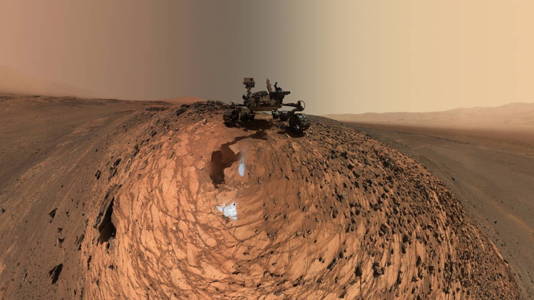 NASA&#39;s Curiosity Mars rover snapped this new selfie which is actually a series of selfies combined. The images show the spacecraft above the &quot;Buckskin&quot; rock target where it drilled and collected its seventh sample of the martian soil. Dozens of images taken by Curiosity&#39;s Mars Hand Lens Imager on August 5, were combined to create the photo.