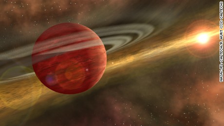 HD 106906 b, a gaseous planet 11 times more massive than Jupiter, is believed to have formed in the center of its solar system, before being sent flying out to the edges of the region by a violent gravitational event.  