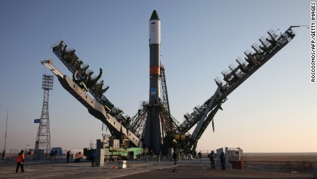 Service towers move towards the Soyuz-U carrier rocket with the cargo ship Progress MS-04 lifted on the launch pad at the Russian-leased Baikonur cosmodrome in Kazakhstan on November 29, 2016.
Russia&#39;s space agency said it had lost contact on November 30, 2016 with an unmanned cargo ship shortly after it blasted off to the International Space Station from the Baikonur cosmodrome in Kazakhstan.  / AFP PHOTO / ROSCOSMOS / STRINGER / RESTRICTED TO EDITORIAL USE - MANDATORY CREDIT &quot;AFP PHOTO / SOURCE / BYLINE&quot; - NO MARKETING NO ADVERTISING CAMPAIGNS - DISTRIBUTED AS A SERVICE TO CLIENTS

STRINGER/AFP/Getty Images