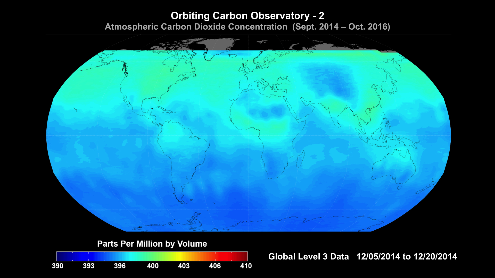 OCO-2 Global Visualization (12/05/2014 - 12/20/2014)