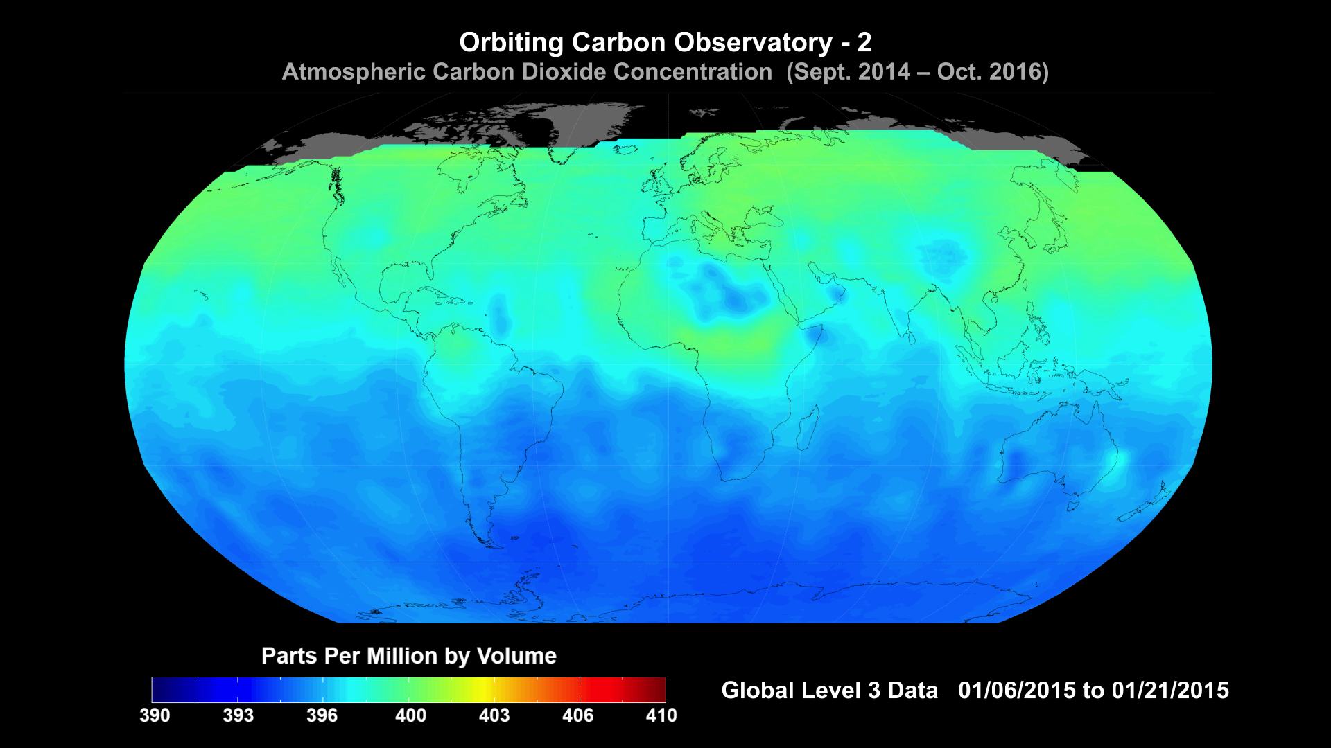 OCO-2 Global Visualization (01/06/2015 - 01/21/2015)