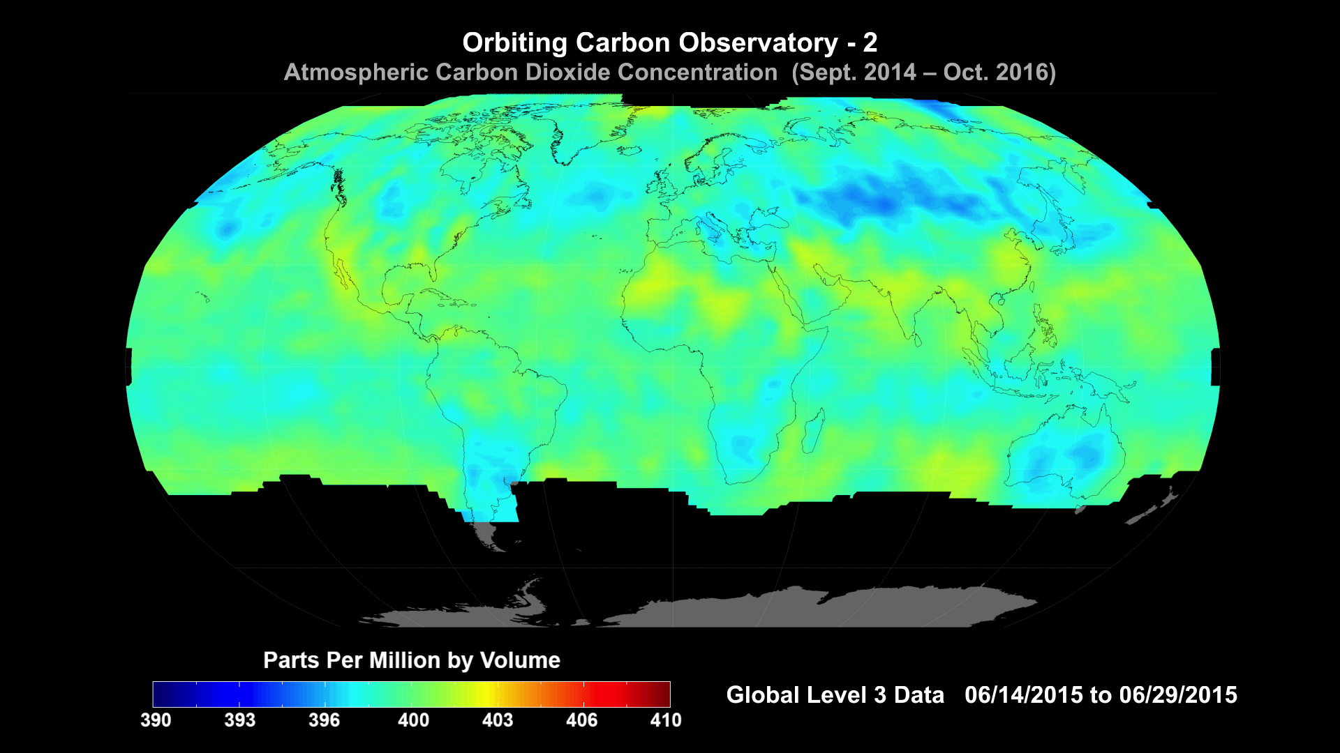 OCO-2 Global Visualization (06/14/2015 - 06/29/2015)