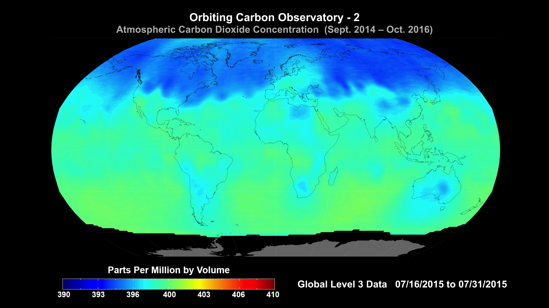 OCO-2 Global Visualization (07/16/2015 - 07/31/2015)