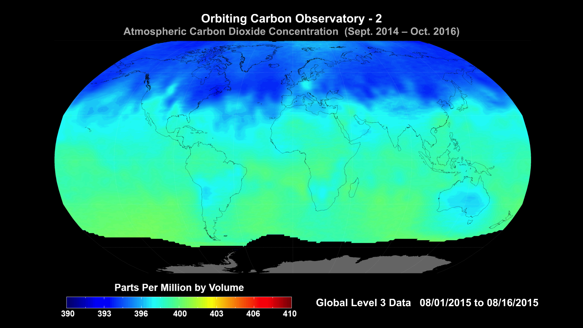 OCO-2 Global Visualization (08/01/2015 - 08/16/2015)