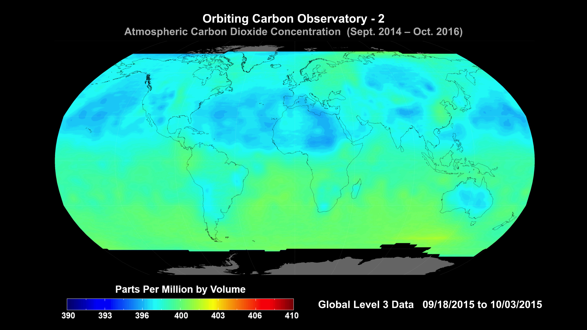 OCO-2 Global Visualization (09/18/2015 - 10/03/2015)