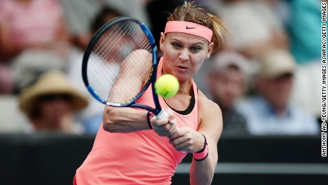 AUCKLAND, NEW ZEALAND - JANUARY 04:  Lucie Safarova of Czech Republic plays a backhand in her match against Barbora Strycova of Czech Republic on day three of the ASB Classic on January 4, 2017 in Auckland, New Zealand.  (Photo by Anthony Au-Yeung/Getty Images)